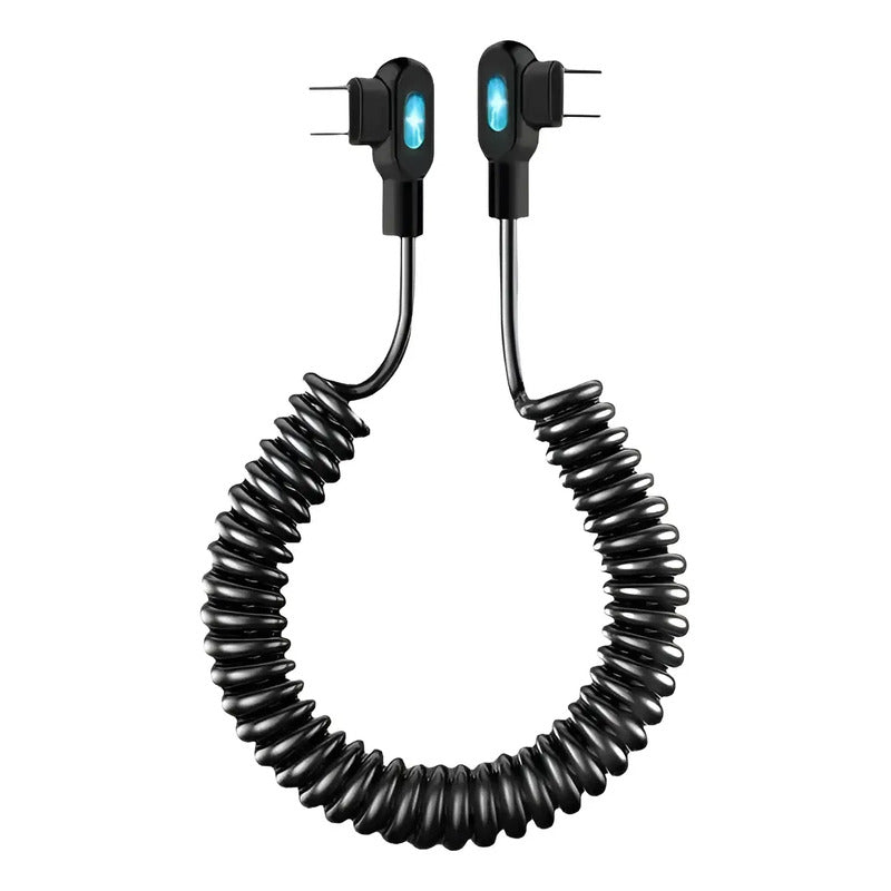 Cable Usb Tipo C A Usb C 90 Grados Espiral Carga Y Datos 6a 1.5