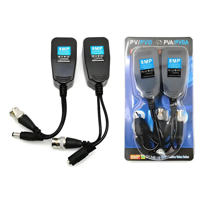 Balun De Vídeo Pasivo Rj45 Cat6-5 Hd-cvi Tvi Ahd Para Cctv Negro