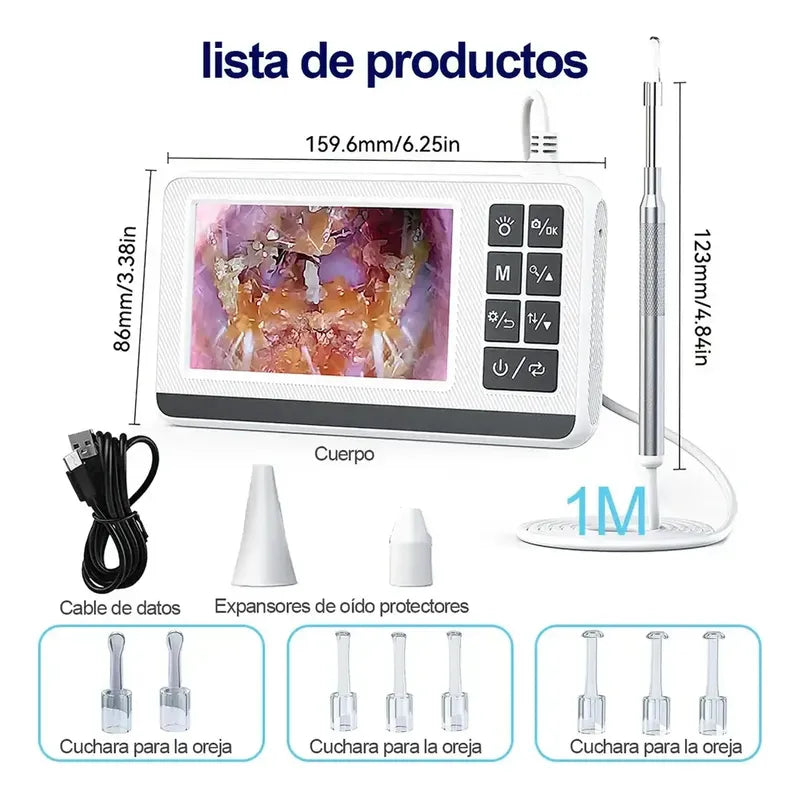 Otoscopio Profesional Digital 3.9mm Pantalla 4.3in Hd Oido Blanco