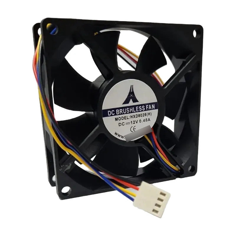Ventilador Fan Cooler Hxd8025 12v 80x25mm 8025 4 Pines Negro