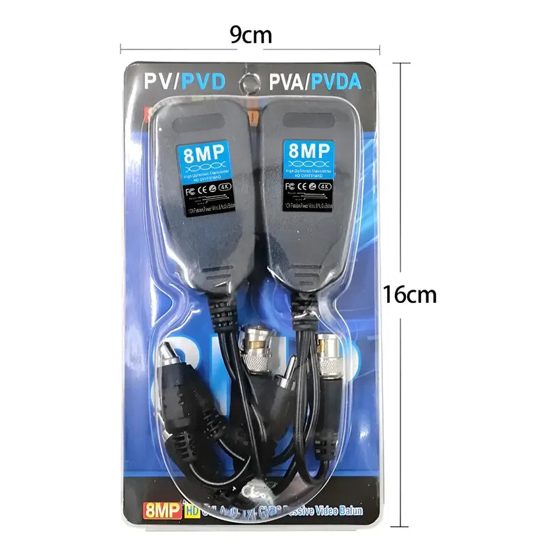 Balun De Vídeo Pasivo Rj45 Cat6-5 Hd-cvi Tvi Ahd Para Cctv Negro