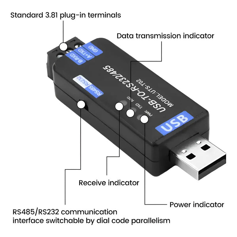 Modulo Convertidor Usb A Rs232 Rs485 Comunicacion Industrial