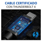 Cable Usb-c 4.0 Para Thunderbolt 4 40g Pd100w 8k 60hz 2mt 4k Negro