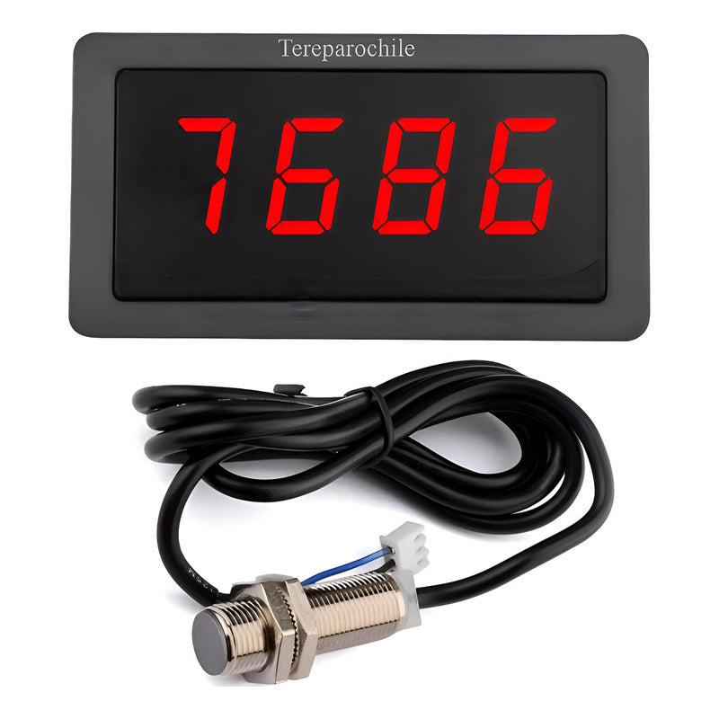 Tacometro Digital Led 9999 Rpm Dc 12v 24v Medidor Velocidad Negro
