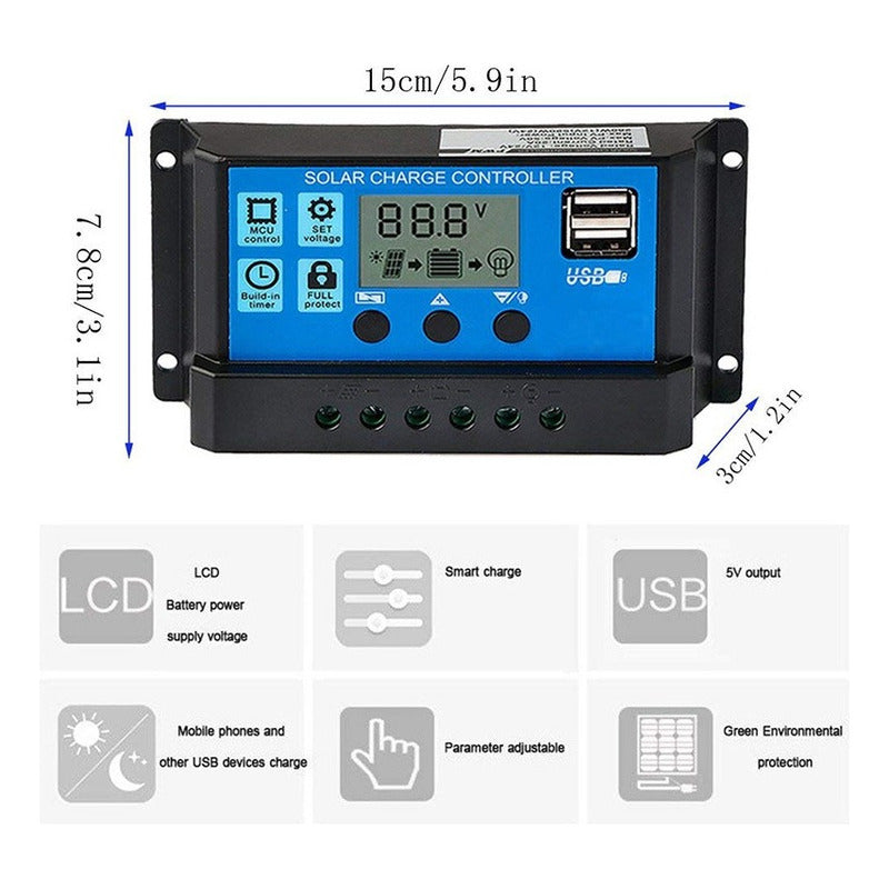 Regulador Panel Solar Controlador Fotovoltaico 12v24v 60apwm