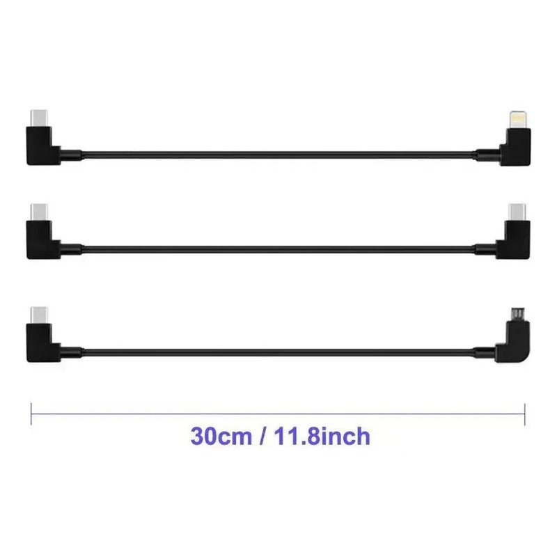 Cable Otg Compatible Dji Drone 30cm 90° Micro Usb A Tipo C Negro