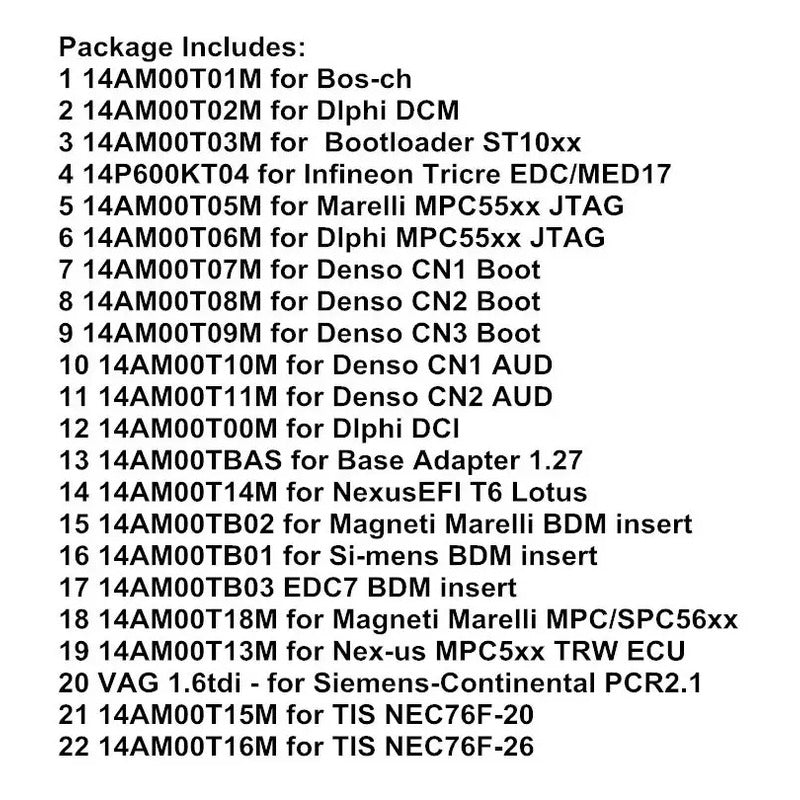 Kit Full Adaptadores Ecu Bdm 22 Piezas Ktag Bdm100 Kess