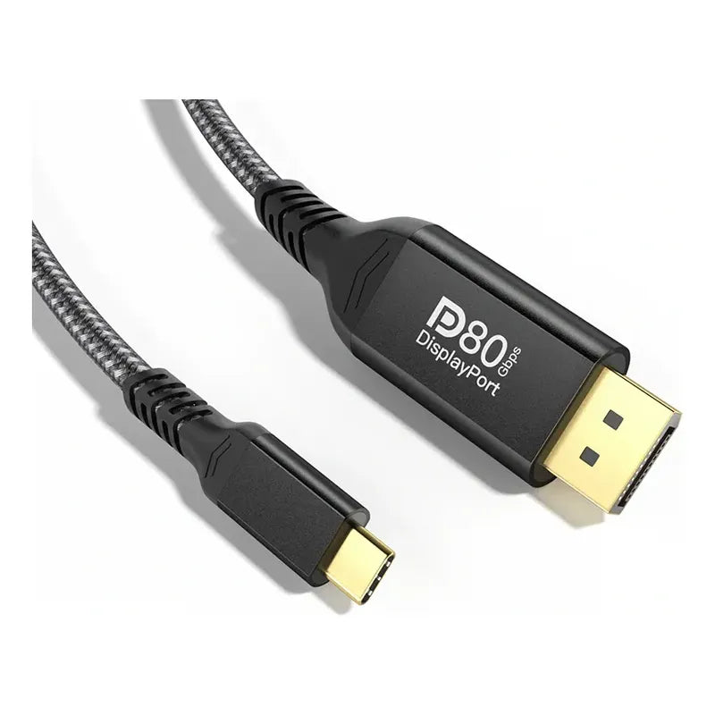 Cable Usb Tipo C Displayport 8k 60hz - 4k 144hz 2metros 80gb Gris