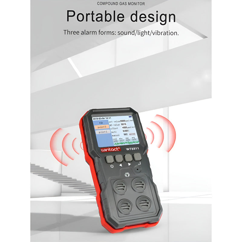 Medidor Detector De Gas Y Combustibles 4 En 1 Lel O2 H2s Co Negro