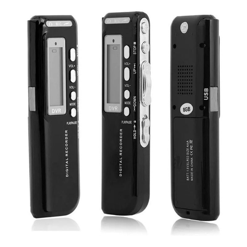 Grabadora De Voz Digital 8 Gb + Microfono + Modulo Telefono Negro