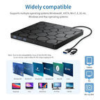 Lector Grabador Dvd Cd Externa Usb3.0 Usb C Otg Portatil Negro