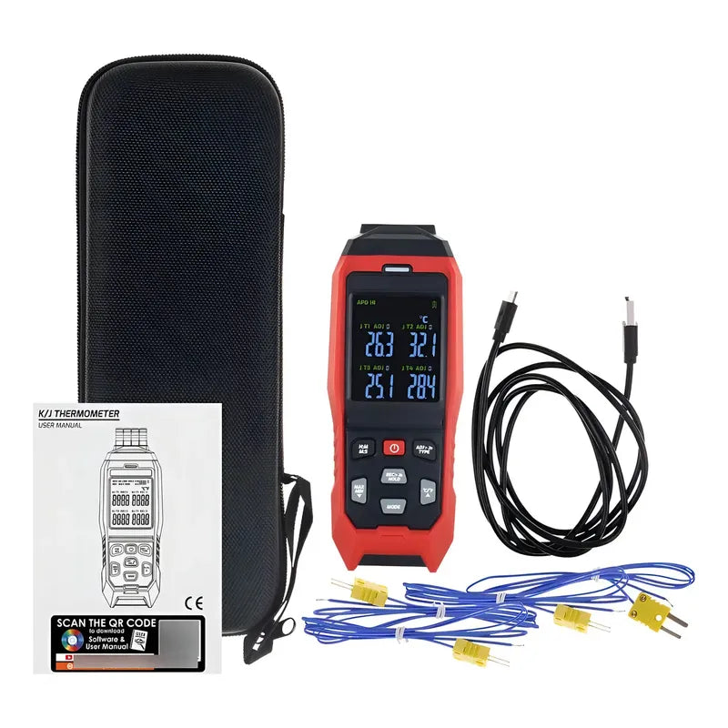 Termómetro Digital 4 Canales Tereparochile Termopar Tipo K/j Alarma Usb