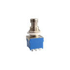 Switch Presion Pulsador Interruptor Pedalera 3pdt 9 Pines Azul Silver