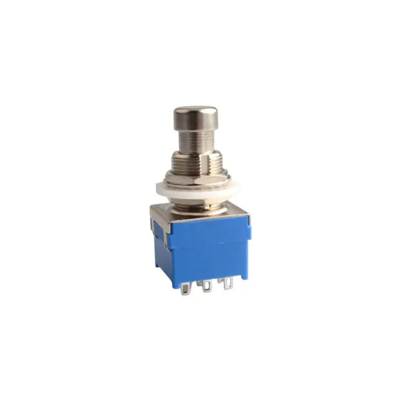Switch Presion Pulsador Interruptor Pedalera 3pdt 9 Pines Azul Silver