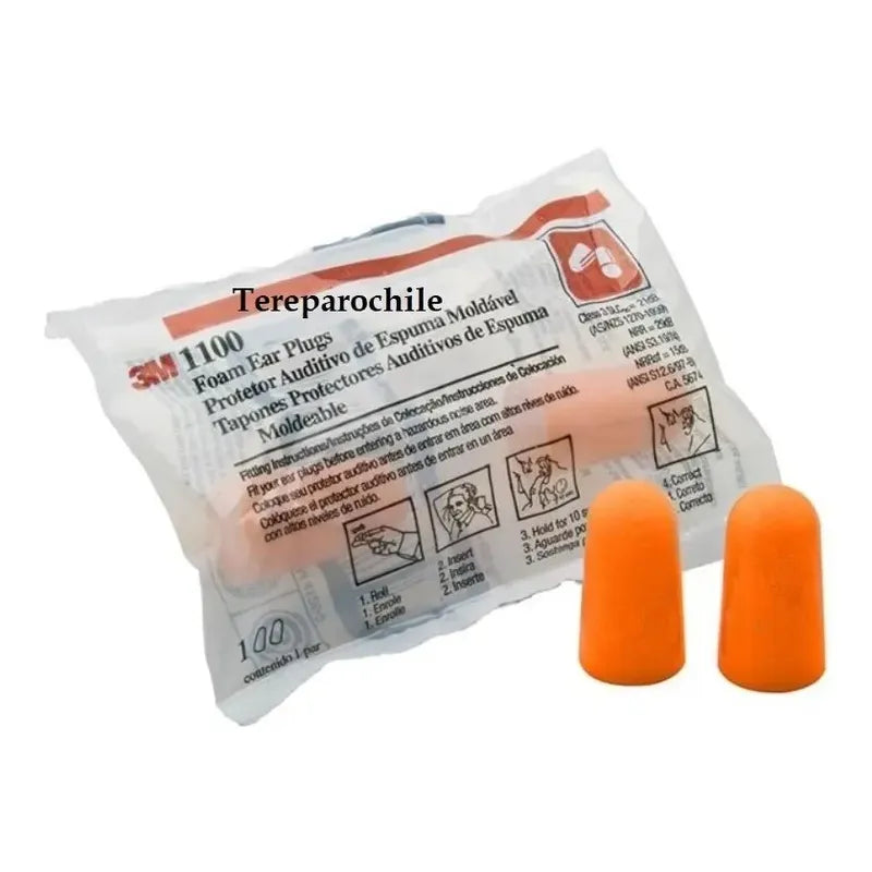 Tapones Auditivos De Espuma 3m 1100 Sin Cordon (par) Naranja