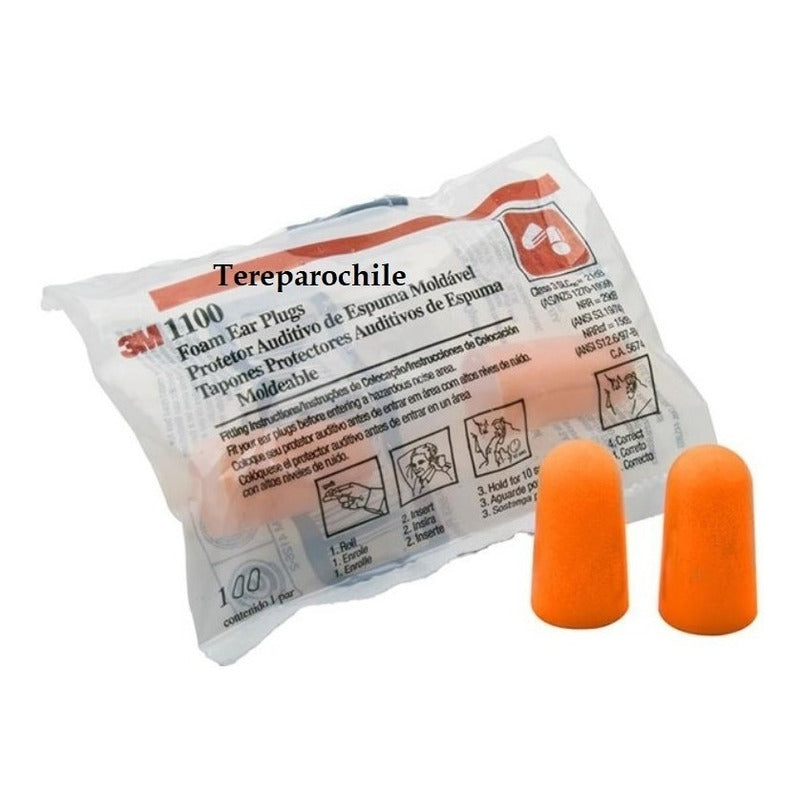 400 Tapones Auditivos De Espuma 3m Sin Cordon (200 Pares) - Naranja