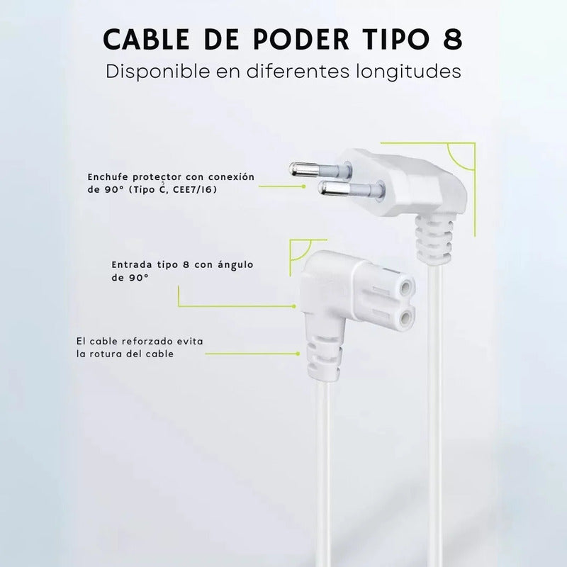 Cable Poder Tipo 8 Tv Conector En L Television Radio Enchufe