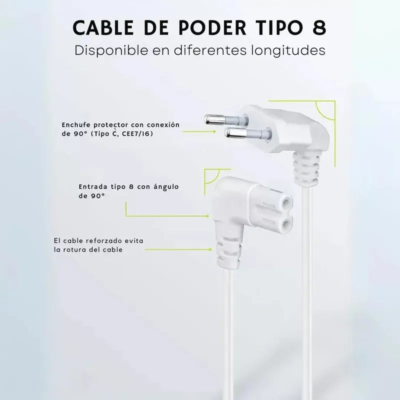 Cable Poder Tipo 8 En L Enchufe Tv Conector Television Radio