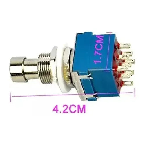 Switch Presion Pulsador Interruptor Pedalera 3pdt 9 Pines Azul Silver