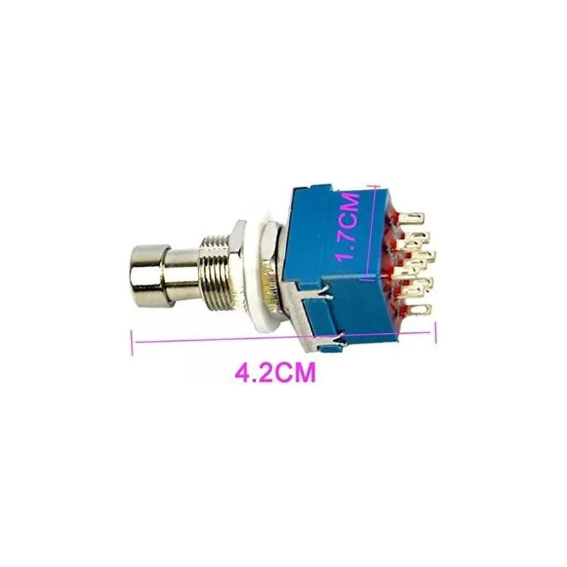 Switch Presion Pulsador Interruptor Pedalera 3pdt 9 Pines Azul Silver