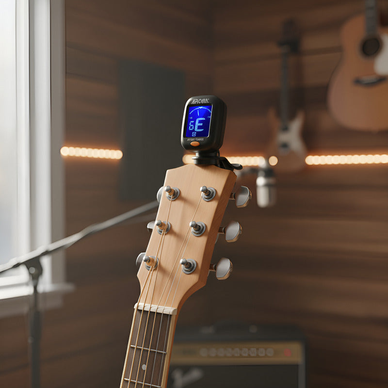 Afinador Digital Clip Para Guitarra Bajo Ukelele Con Pila