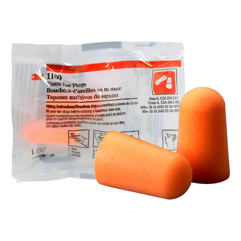 Tapon 3m 1100 Desechable Sin Cordon 3m 50 Pares 100 Unidades Naranja
